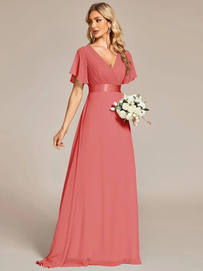 ever MONICA|Robe de soirée de mariage élégante en mousseline taille haute