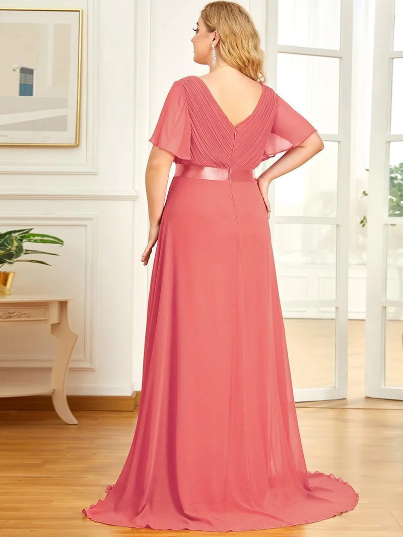 ever MONICA|Robe de soirée de mariage élégante en mousseline taille haute
