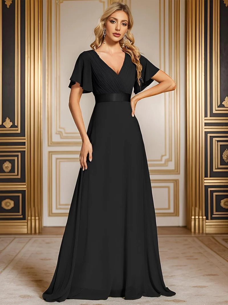 ever MONICA|Robe de soirée de mariage élégante en mousseline taille haute
