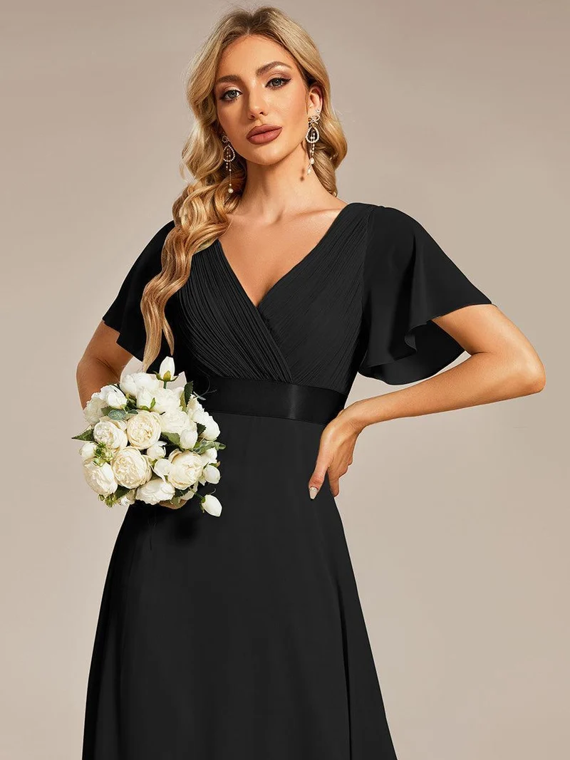 ever MONICA|Robe de soirée de mariage élégante en mousseline taille haute