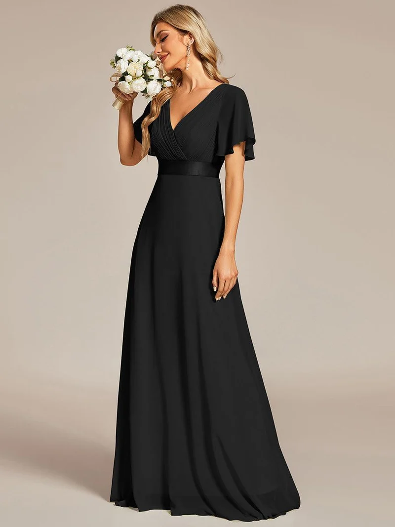 ever MONICA|Robe de soirée de mariage élégante en mousseline taille haute