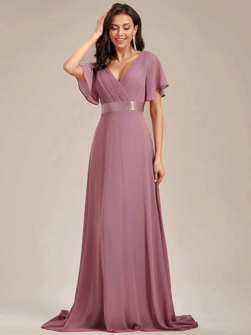 ever MONICA|Robe de soirée de mariage élégante en mousseline taille haute