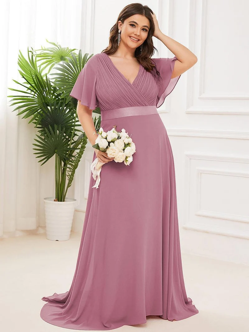 ever MONICA|Robe de soirée de mariage élégante en mousseline taille haute