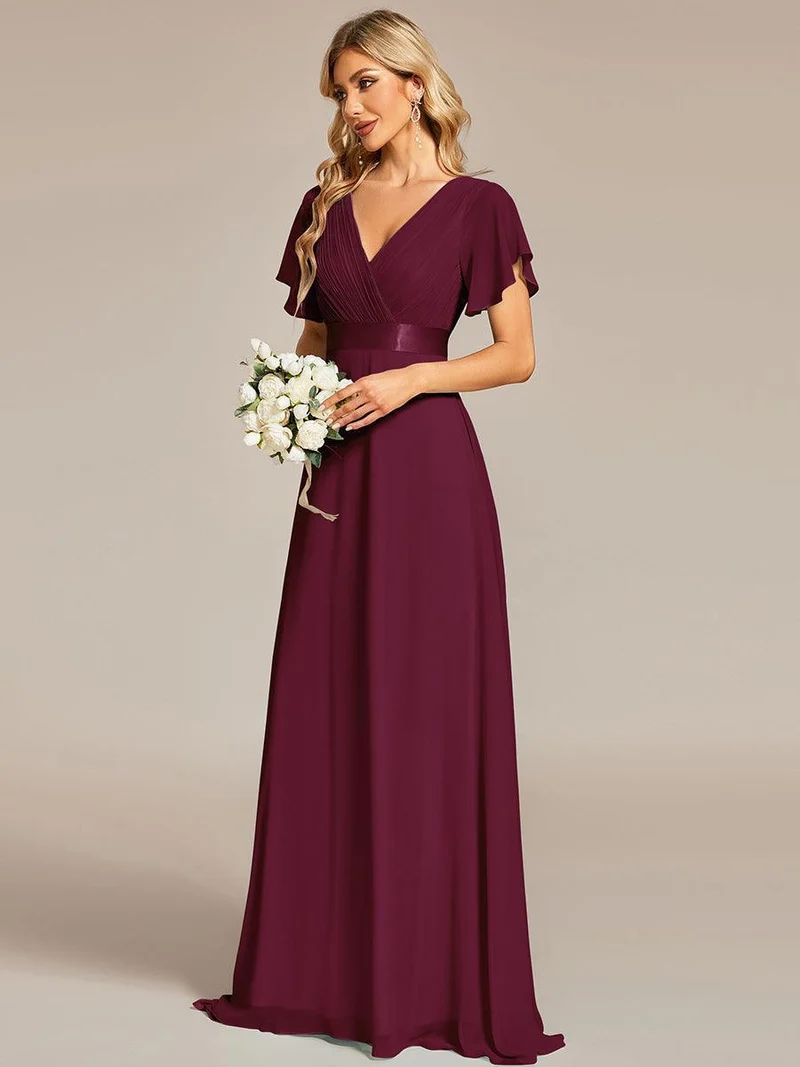 ever MONICA|Robe de soirée de mariage élégante en mousseline taille haute