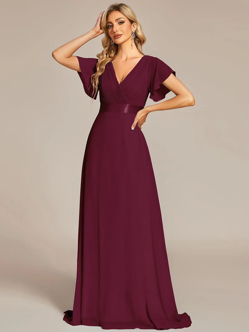 ever MONICA|Robe de soirée de mariage élégante en mousseline taille haute