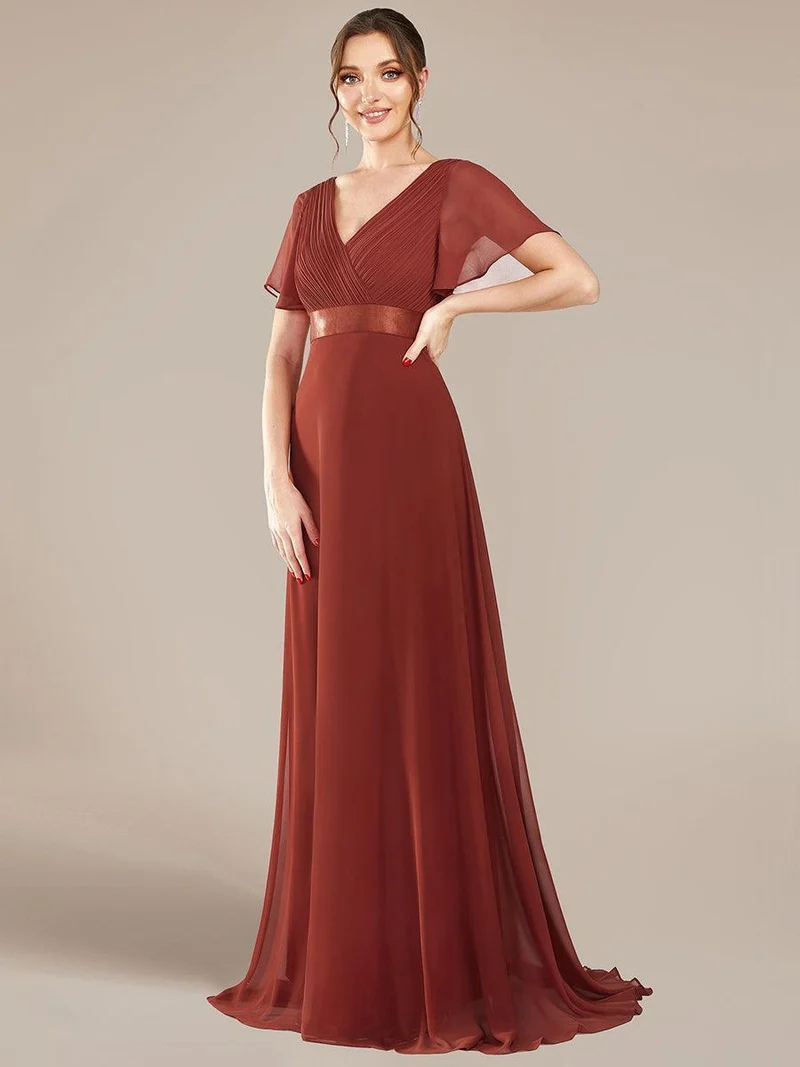 ever MONICA|Robe de soirée de mariage élégante en mousseline taille haute