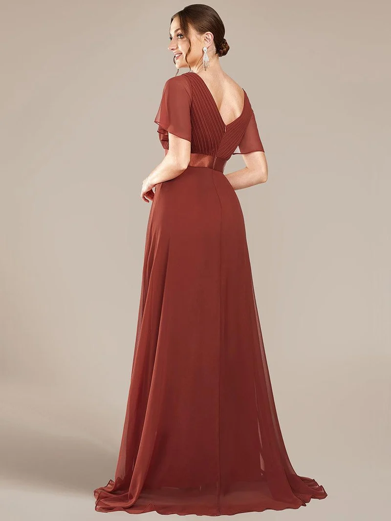 ever MONICA|Robe de soirée de mariage élégante en mousseline taille haute
