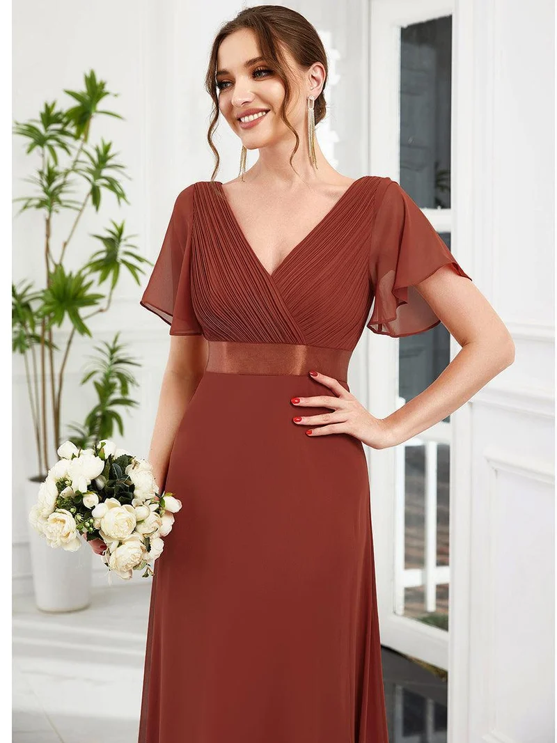 ever MONICA|Robe de soirée de mariage élégante en mousseline taille haute