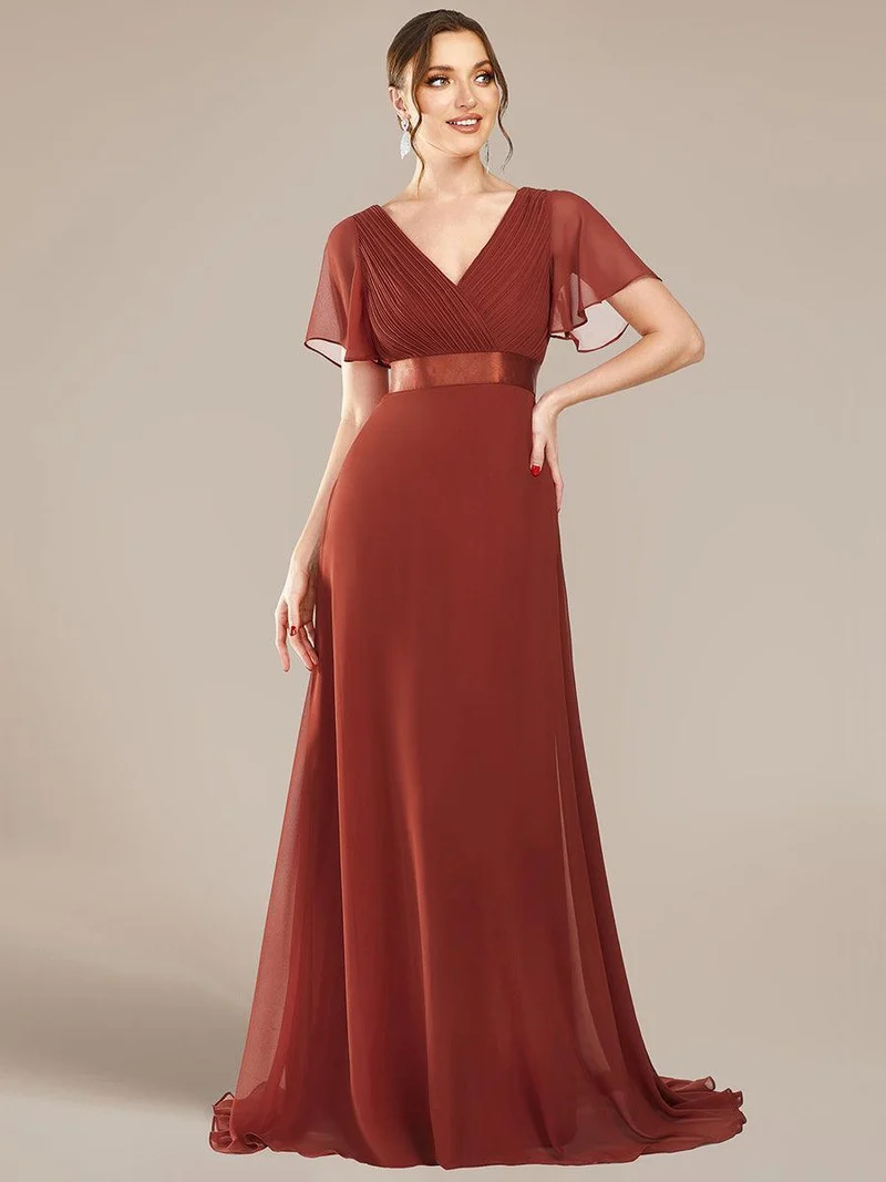 ever MONICA|Robe de soirée de mariage élégante en mousseline taille haute