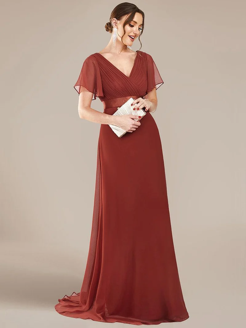 ever MONICA|Robe de soirée de mariage élégante en mousseline taille haute