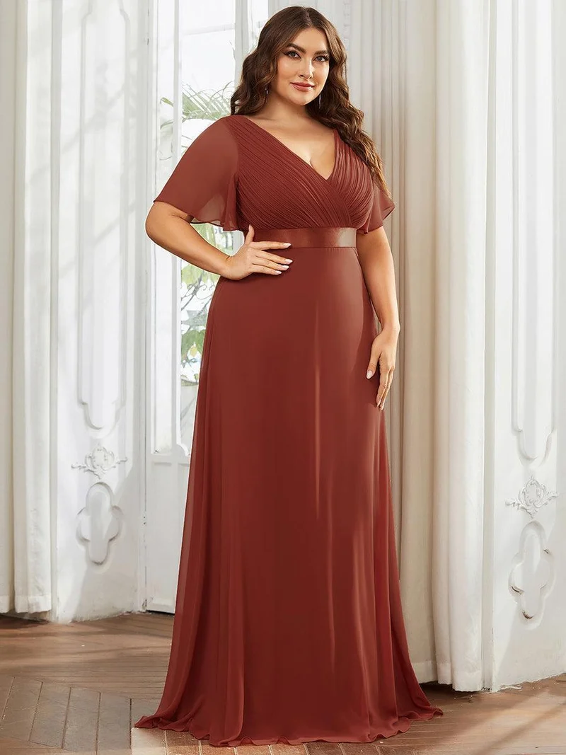 ever MONICA|Robe de soirée de mariage élégante en mousseline taille haute