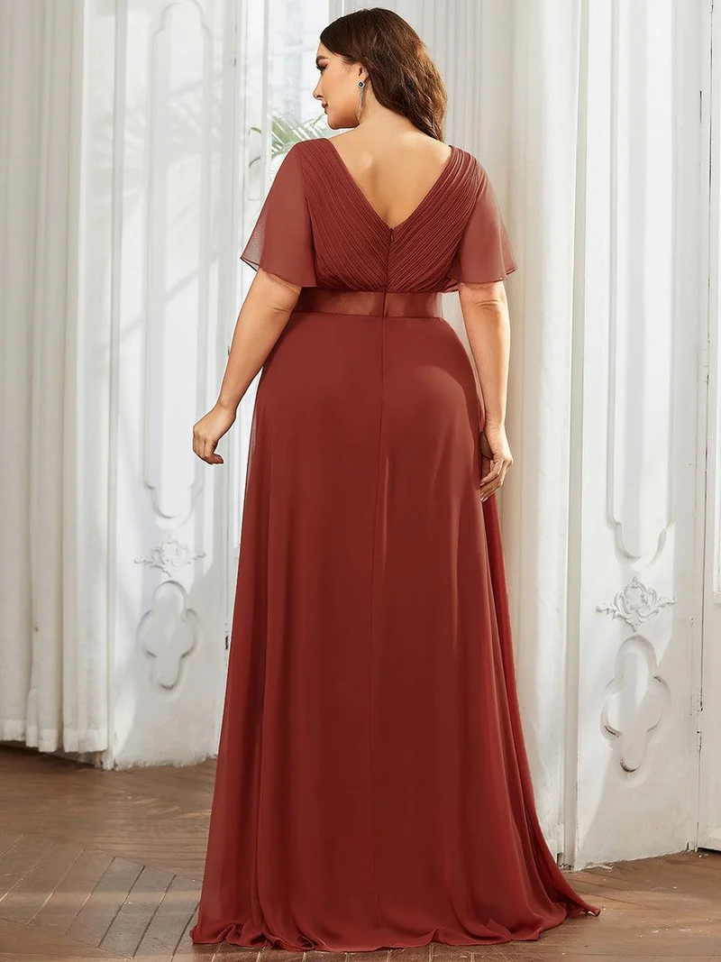ever MONICA|Robe de soirée de mariage élégante en mousseline taille haute