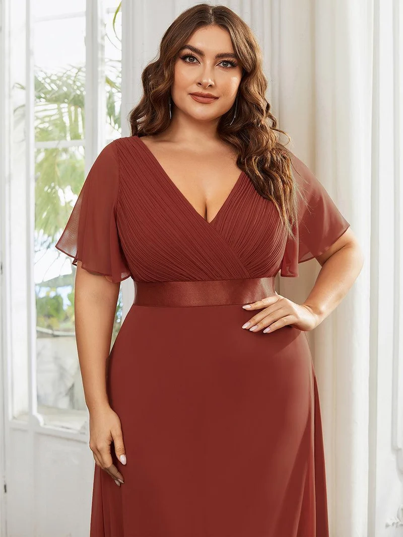 ever MONICA|Robe de soirée de mariage élégante en mousseline taille haute