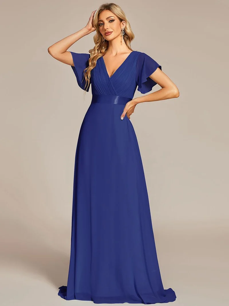 ever MONICA|Robe de soirée de mariage élégante en mousseline taille haute