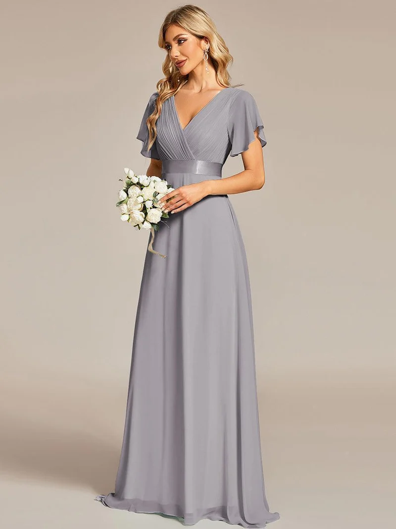 ever MONICA|Robe de soirée de mariage élégante en mousseline taille haute