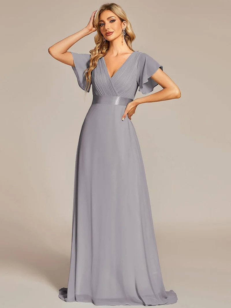ever MONICA|Robe de soirée de mariage élégante en mousseline taille haute