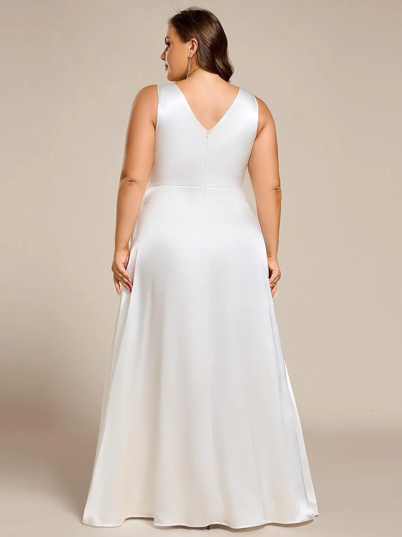 ever INDY|Robe de mariée en satin sans manches à col en V