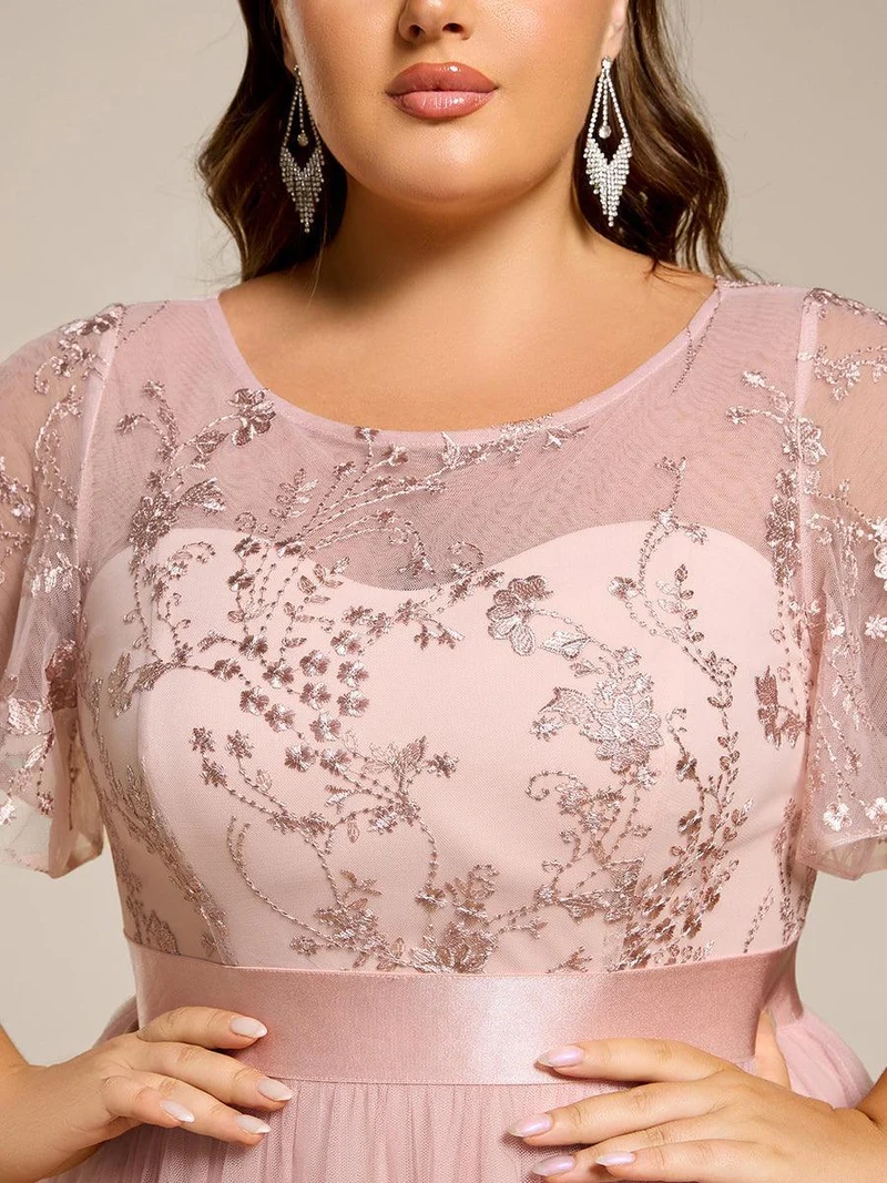 ever MARA|Robe de demoiselle d'honneur junior en tulle embelli avec manches transparentes