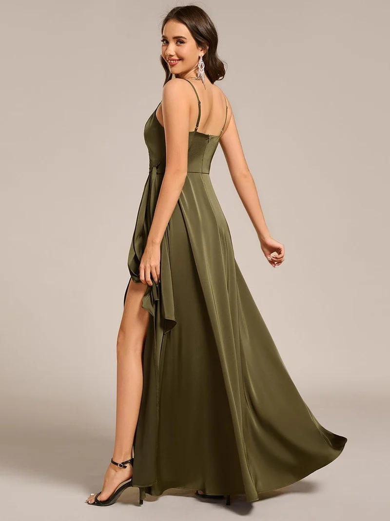 ever IYLA|Robe de demoiselle d'honneur fendue en satin à bretelles