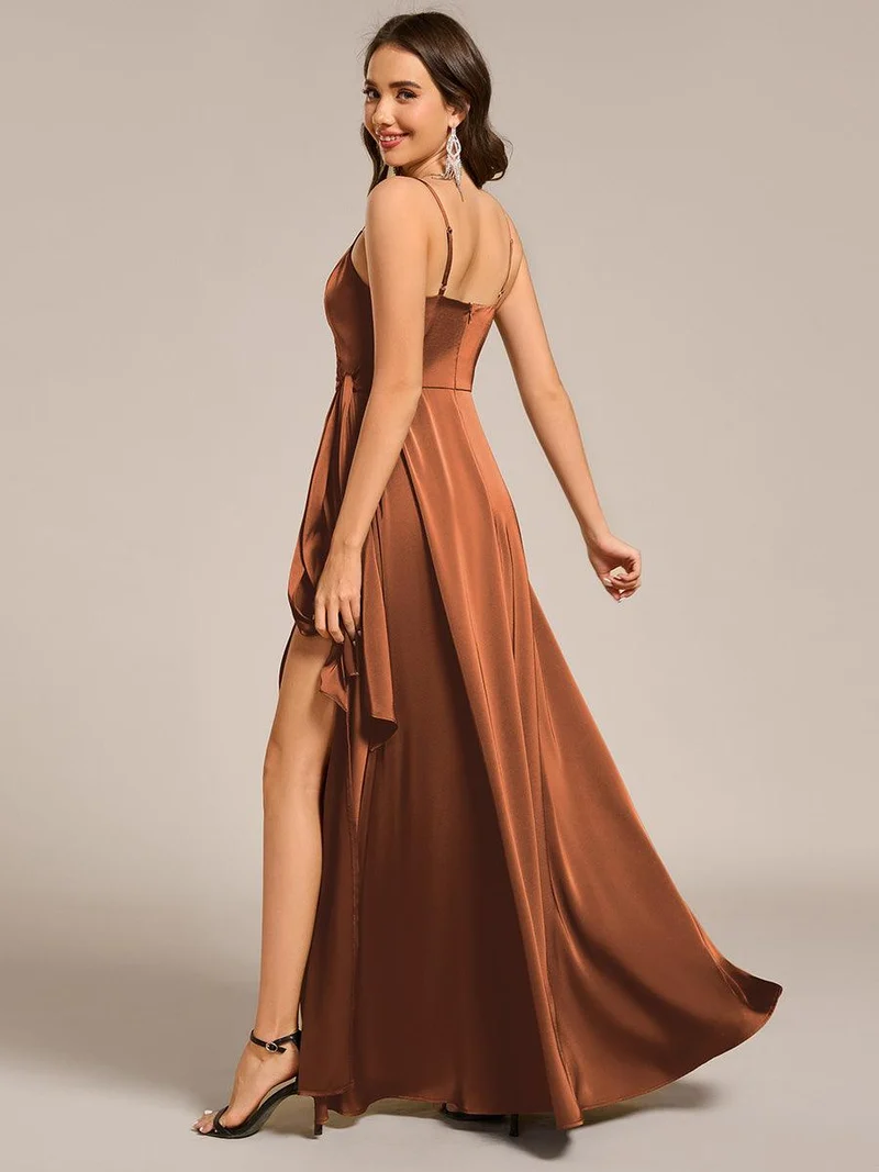 ever IYLA|Robe de demoiselle d'honneur fendue en satin à bretelles