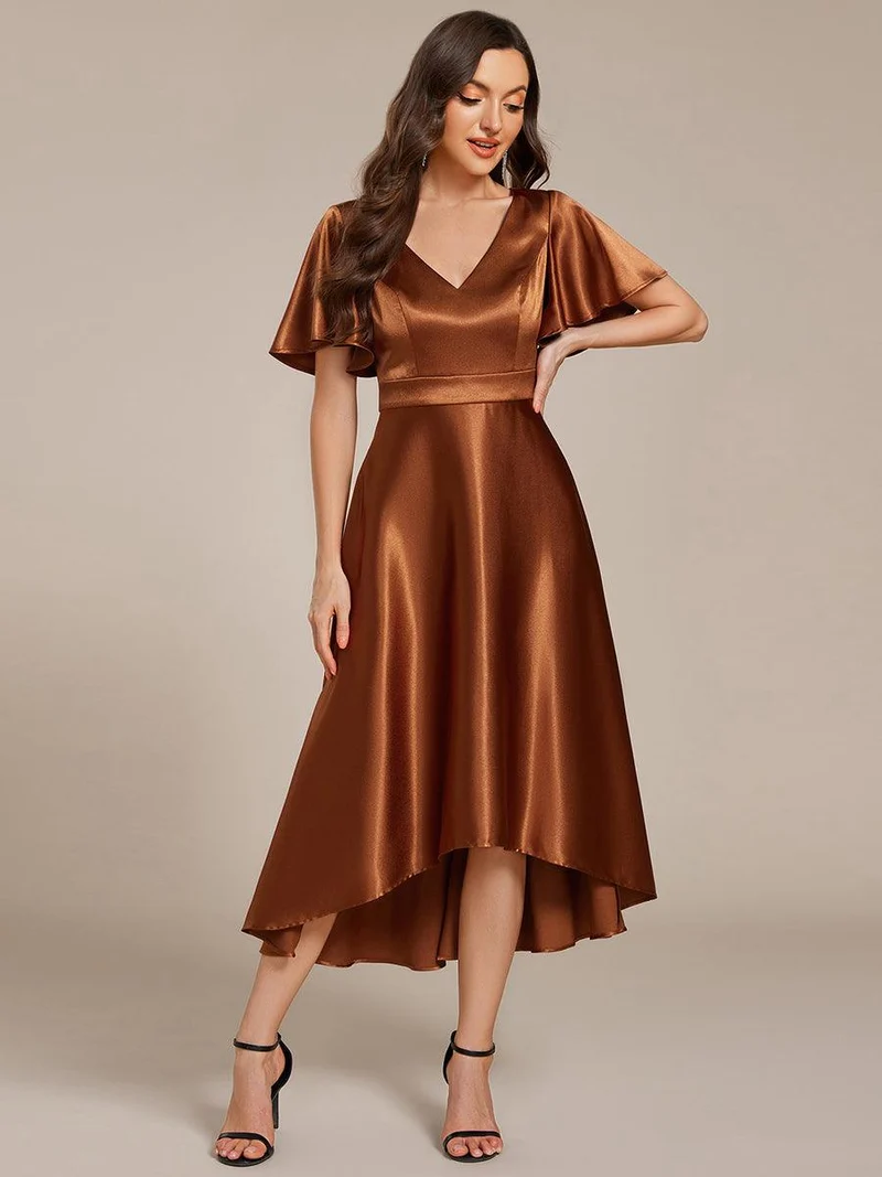 ever SCARLEN|Robe d'invitée mi-longue en satin à ourlet haut-bas