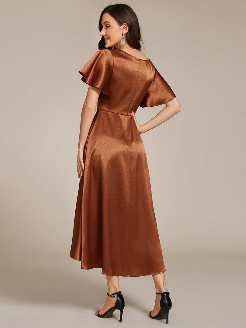ever SCARLEN|Robe d'invitée mi-longue en satin à ourlet haut-bas