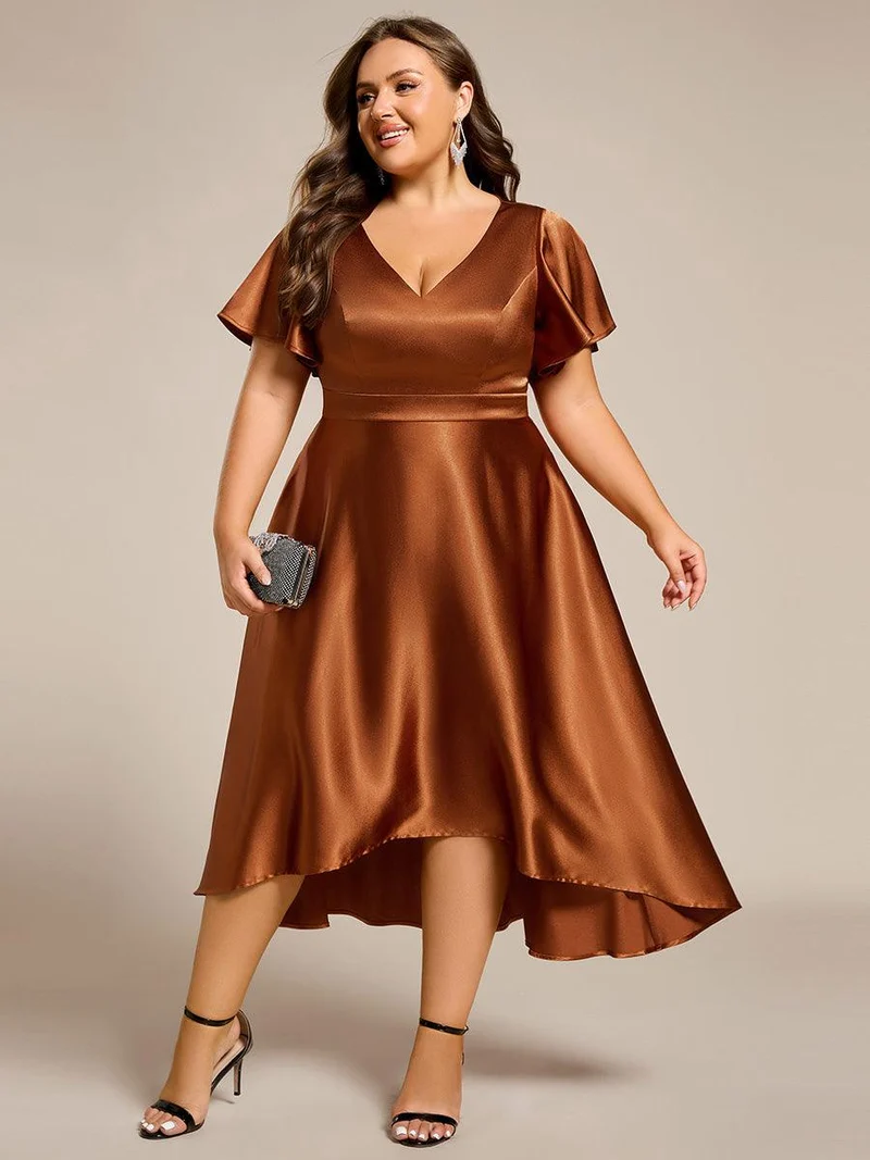 ever SCARLEN|Robe d'invitée mi-longue en satin à ourlet haut-bas