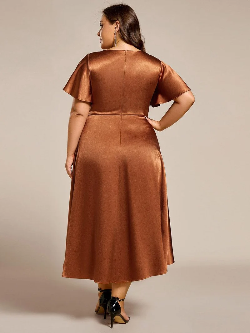 ever SCARLEN|Robe d'invitée mi-longue en satin à ourlet haut-bas