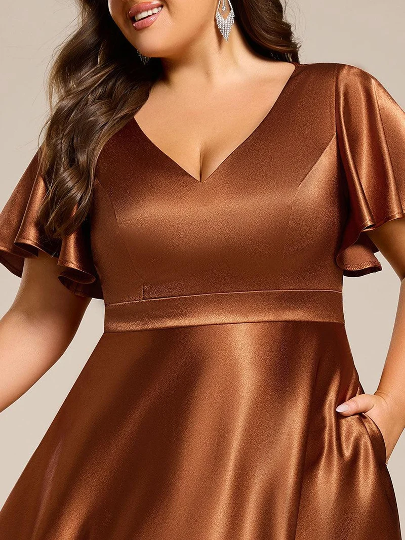 ever SCARLEN|Robe d'invitée mi-longue en satin à ourlet haut-bas