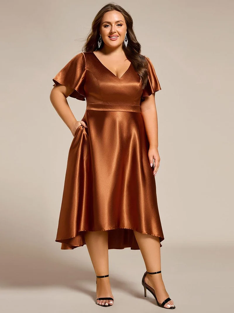 ever SCARLEN|Robe d'invitée mi-longue en satin à ourlet haut-bas