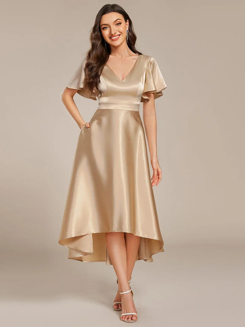 ever SCARLEN|Robe d'invitée mi-longue en satin à ourlet haut-bas
