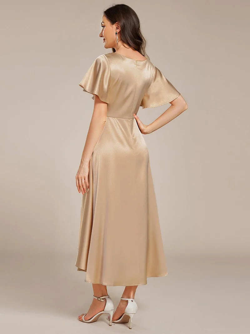 ever SCARLEN|Robe d'invitée mi-longue en satin à ourlet haut-bas