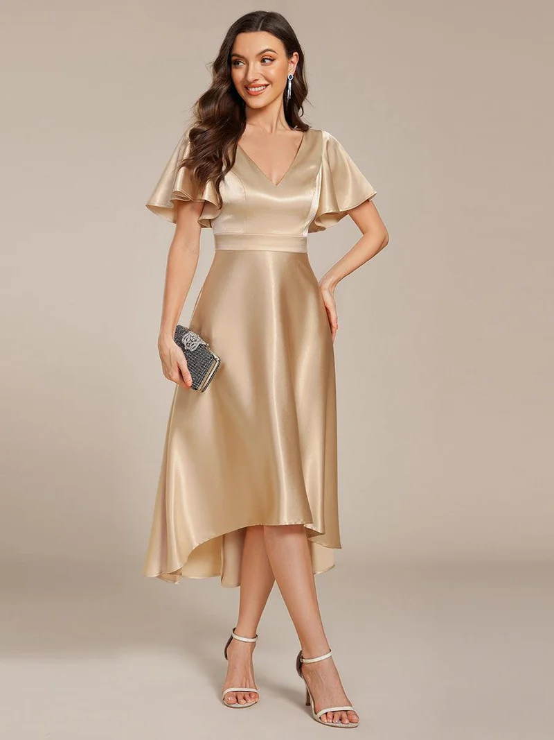 ever SCARLEN|Robe d'invitée mi-longue en satin à ourlet haut-bas