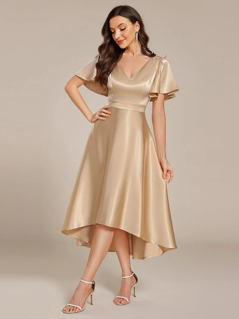 ever SCARLEN|Robe d'invitée mi-longue en satin à ourlet haut-bas