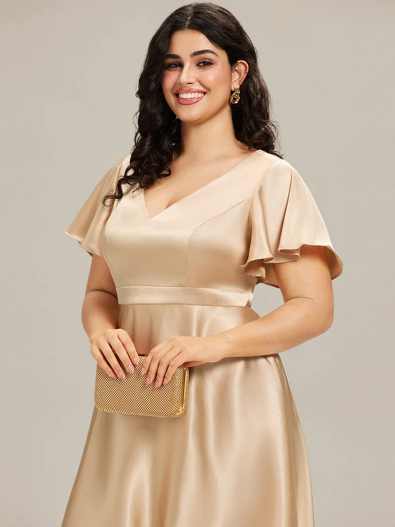 ever SCARLEN|Robe d'invitée mi-longue en satin à ourlet haut-bas