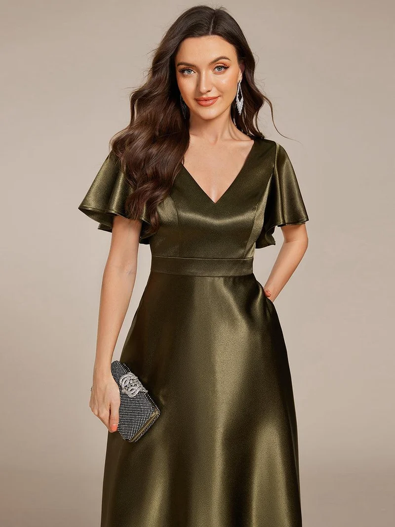 ever SCARLEN|Robe d'invitée mi-longue en satin à ourlet haut-bas