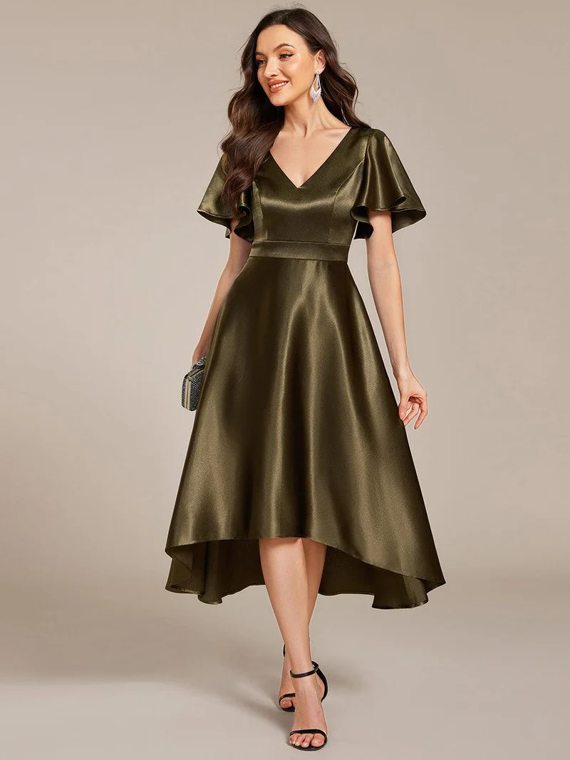 ever SCARLEN|Robe d'invitée mi-longue en satin à ourlet haut-bas