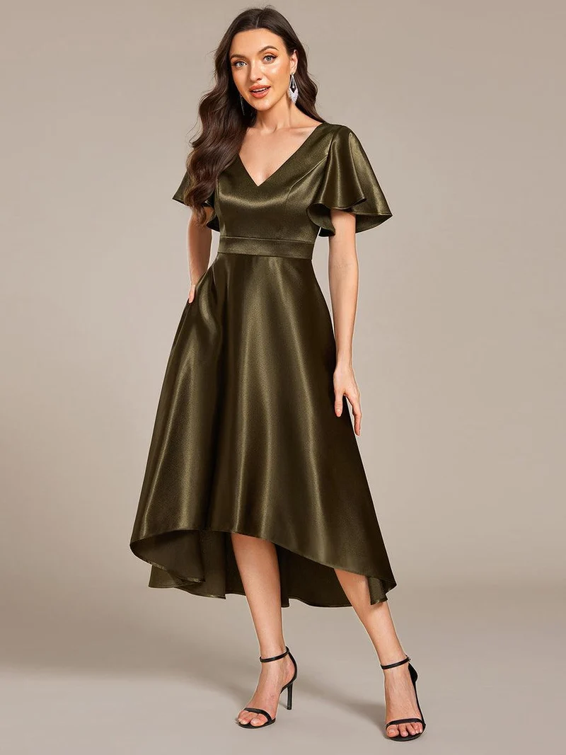 ever SCARLEN|Robe d'invitée mi-longue en satin à ourlet haut-bas