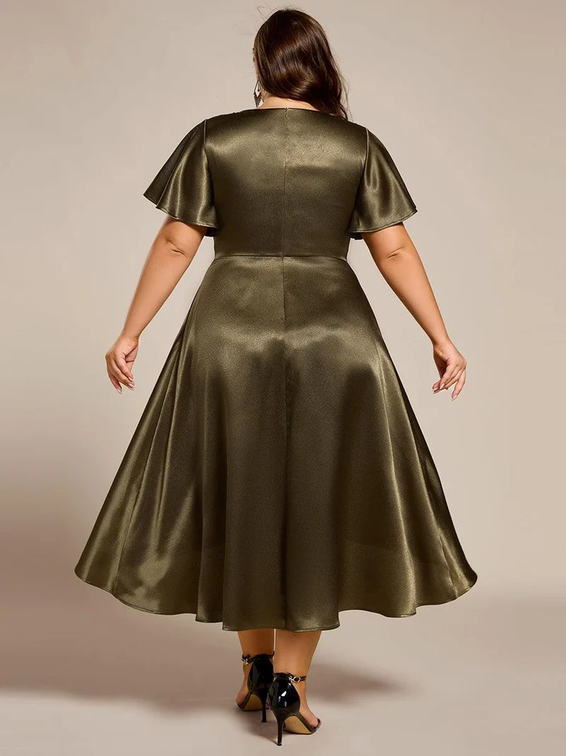 ever SCARLEN|Robe d'invitée mi-longue en satin à ourlet haut-bas