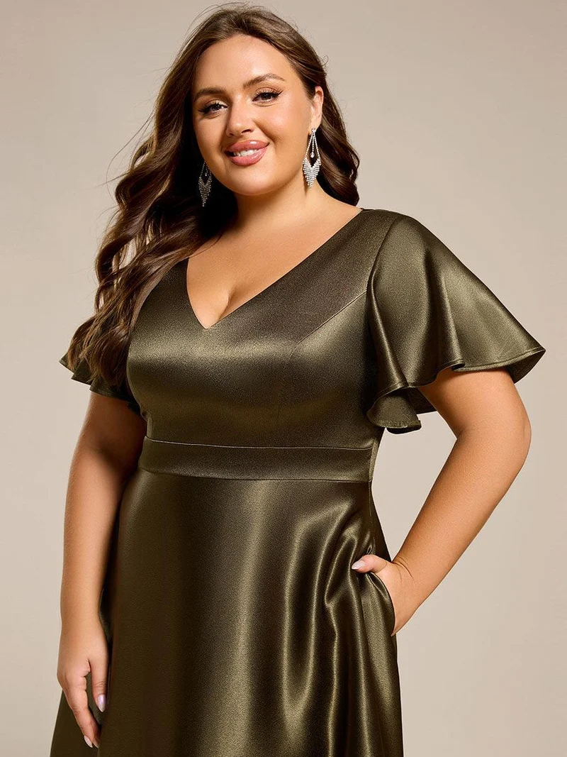 ever SCARLEN|Robe d'invitée mi-longue en satin à ourlet haut-bas