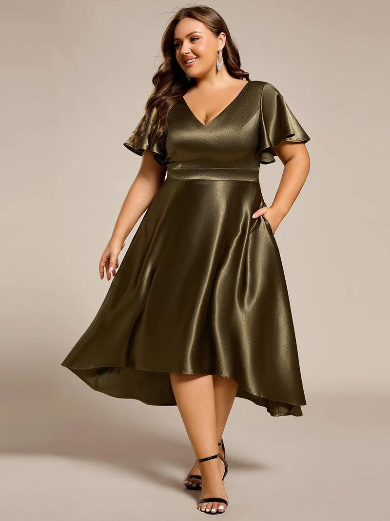 ever SCARLEN|Robe d'invitée mi-longue en satin à ourlet haut-bas