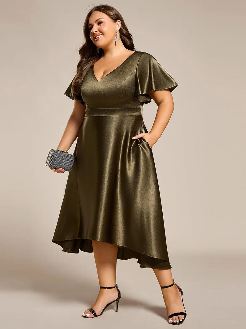 ever SCARLEN|Robe d'invitée mi-longue en satin à ourlet haut-bas