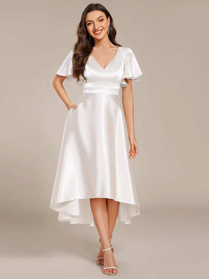 ever SCARLEN|Robe d'invitée mi-longue en satin à ourlet haut-bas