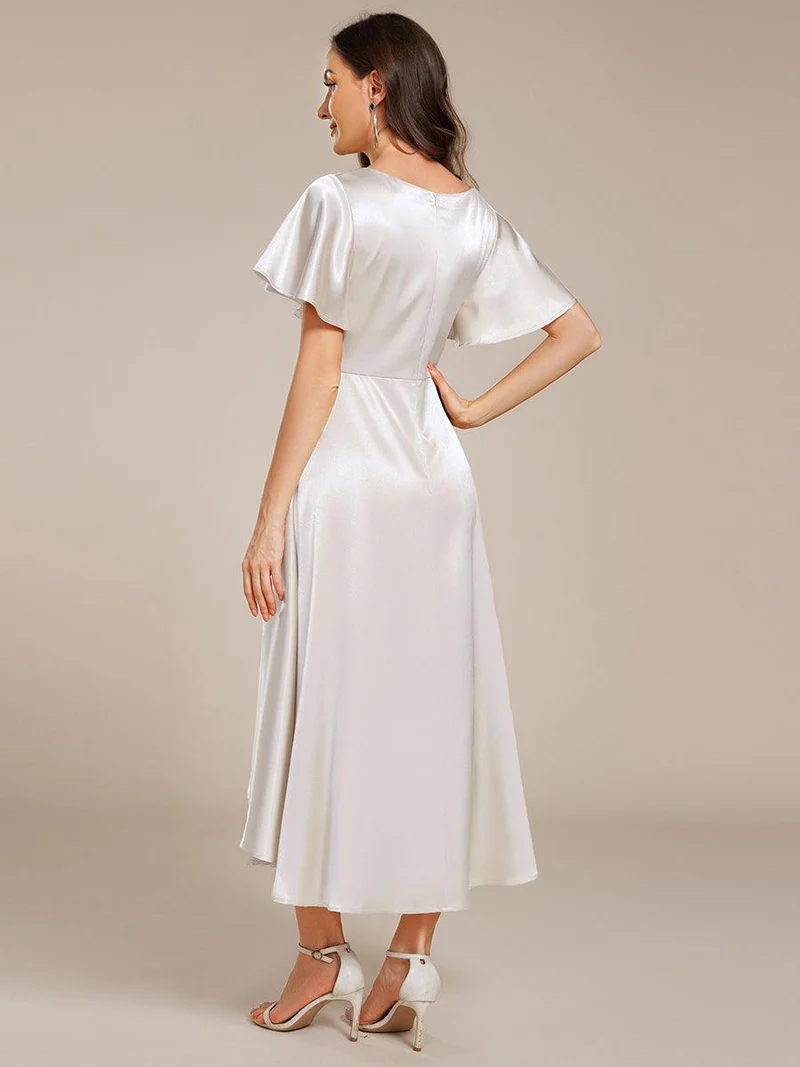 ever SCARLEN|Robe d'invitée mi-longue en satin à ourlet haut-bas