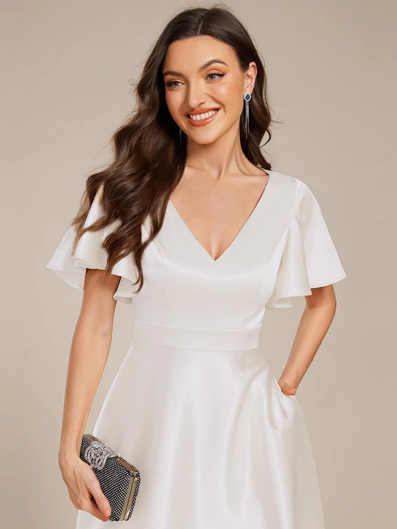 ever SCARLEN|Robe d'invitée mi-longue en satin à ourlet haut-bas
