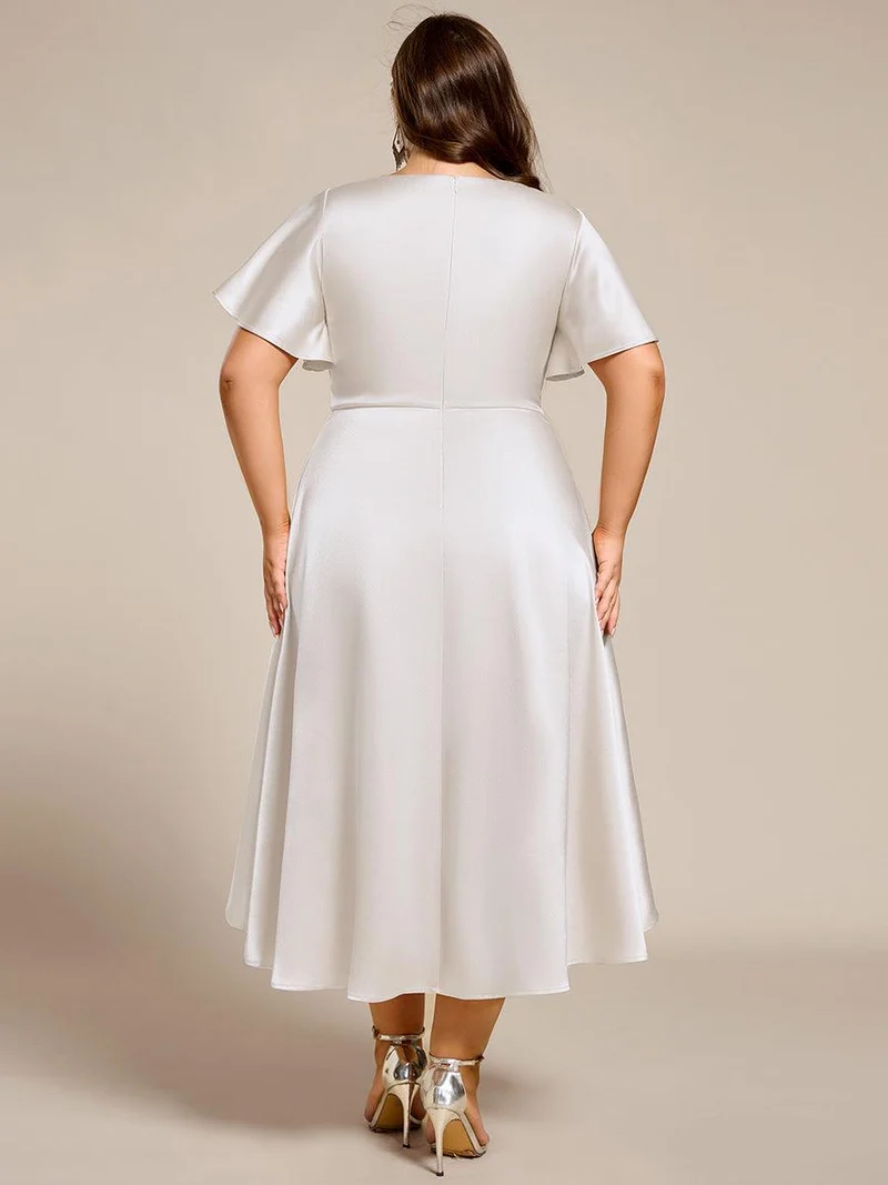 ever SCARLEN|Robe d'invitée mi-longue en satin à ourlet haut-bas