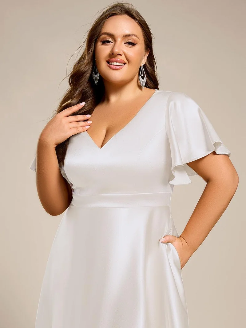 ever SCARLEN|Robe d'invitée mi-longue en satin à ourlet haut-bas