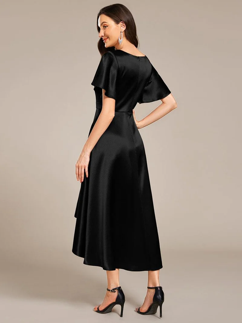 ever SCARLEN|Robe d'invitée mi-longue en satin à ourlet haut-bas