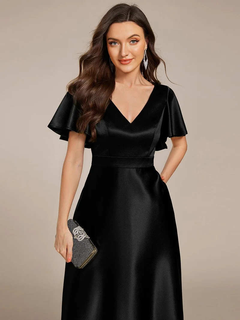 ever SCARLEN|Robe d'invitée mi-longue en satin à ourlet haut-bas