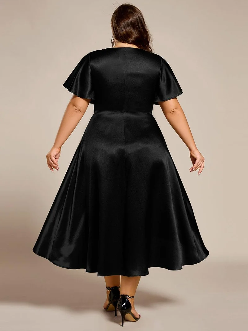 ever SCARLEN|Robe d'invitée mi-longue en satin à ourlet haut-bas